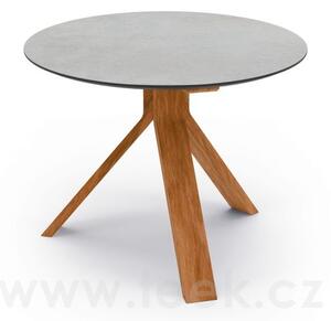 Stern Odkládací stolek Freddie, Stern, kulatý 55x43 cm, rám teak, deska HPL Cement light