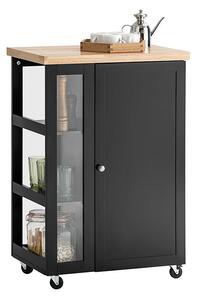 SoBuy FKW75-SCH Kuchyňský vozík Servírovací vozík Boční vozík Černá 60x90x40cm