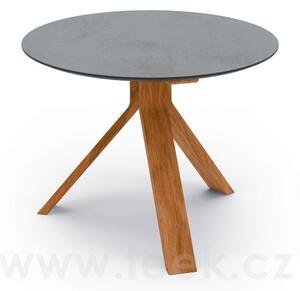 Stern Odkládací stolek Freddie, Stern, kulatý 55x43 cm, rám teak, deska HPL Cement light