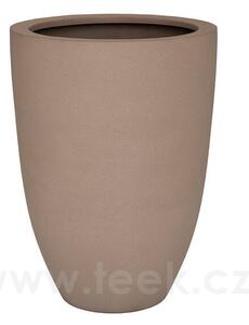 Pottery Pots Venkovní květináč kulatý Ben L, Taupe (barva béžová taupe), kolekce Natural, kompozit Fiberstone, průměr 40 cm x v 55 cm, objem cca 54 l