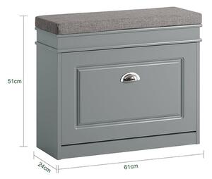 SoBuy FSR82-K-HG Lavice s botníkem Botník Světle šedý 61x51x24cm