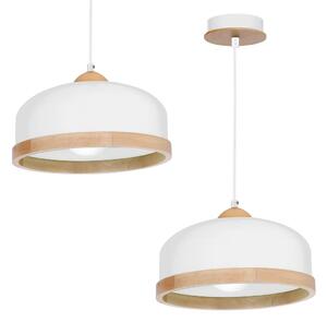 Závěsné svítidlo Studio, 1x dřevěné/bílé kovové stínítko, (fi 32cm), w/br