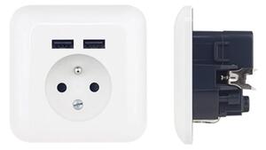 Zásuvka domovní s USB FRENCH 250V/16A