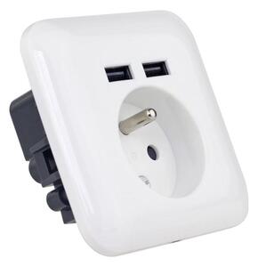 Zásuvka domovní s USB FRENCH 250V/16A
