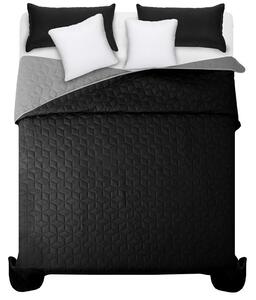 Černo šedý přehoz na manželskou postel s elegantním prošíváním 200 x 220 cm