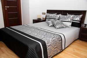Luxusní přehoz na postel černo stříbrný se vzorem Šířka: 240 cm | Délka: 260 cm