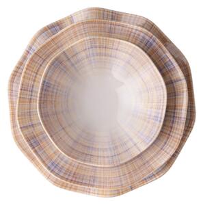 Jídelní sada 24 ks oranžová/modrá/porcelán