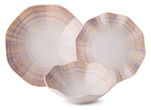 Jídelní sada 24 ks oranžová/modrá/porcelán