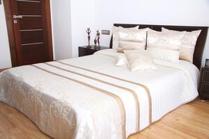 Luxusní přehozy na postel v krémové barvě s ornamenty a proužky