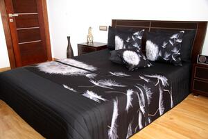 Přehoz na postel černé barvy s motivem odkvetlé pampelišky