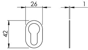 Dveřní rozeta MP 1UOR pro kolekci NUDA, Otvor na cylidrickou vložku, MP OC (chrom lesklý)