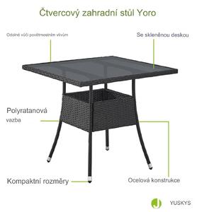 FurniGO Ratanový stůl Yoro - černá