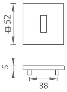 Dveřní rozeta MP - TI - HR 5SQ T3 (OC - Chrom lesklý), Hranatý otvor pro obyčejný klíč BBQ, MP OC (chrom lesklý)