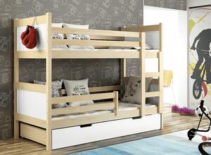 Patrová postel DAVE s roštem | borovice/bílá 80 x 180 cm