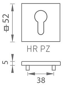 Dveřní rozeta MP - TI - HR 5SQ T1 (OC - Chrom lesklý), Hranatý otvor pro obyčejný klíč BBQ, MP OC (chrom lesklý)