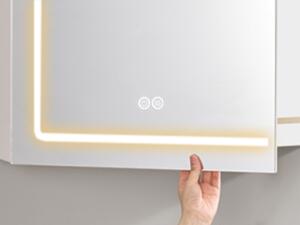 SONGMICS Zrcadlová skříňka s LED osvětlením a nabíjecí stanicí Bjorn 80 cm bílá
