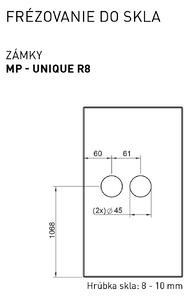 MP - UNIQUE R8 - ZÁMEK na sklo s klikou HOSTA - bez otvoru přední (BS - Černá matná), MP BS (černá mat)
