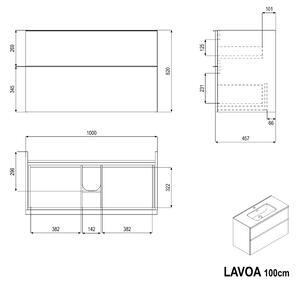 Koupelnová skříňka s umyvadlem LAVOA 100 cm