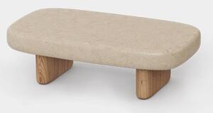 Vondom Nízký stolek Milos, Vondom, obdélníkový 80x45x24 cm, rám dřevo iroko, deska beton
