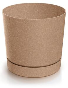 PROSPERPLAST Květináč - TUBO P Eco Wood Průměr: 23,9 cm, Barva: kávová