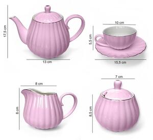 Porcelánová kávová sada 15 ks růžová