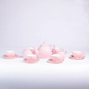 Porcelánová kávová sada 15 ks růžová