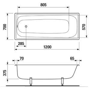 JIKA H2340200000001 - Vana RIGA 120x70 ocel/bílá