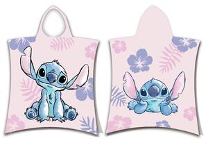 Jerry Fabrics DĚTSKÝ BAVLNĚNÝ PONČO RUČNÍK S KAPUCÍ LILO AND STITCH 50X115 CM VZOROVANÁ