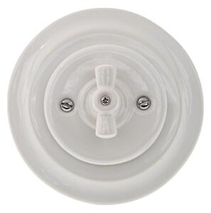 Bohemia-Design - Porcelánový retro vypínač otočný s rámečkem č. 5 bílá