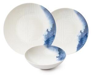Jídelní sada 24 ks krémová/modrá/porcelán