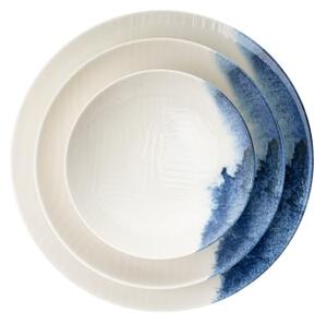 Jídelní sada 24 ks krémová/modrá/porcelán
