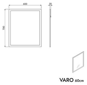 Koupelnové zrcadlo s LED osvětlením VARO angular - s vyhříváním zrcadla