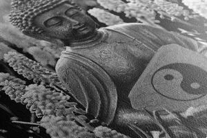 Obraz jin a jang Budha v černobílém provedení
