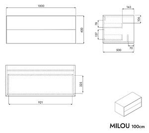 Koupelnová skříňka pod umyvadlo na desku MILOU 100 cm - 2 zásuvky - možnost volby barvy