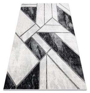 Koberec EMERALD exkluzivní 81953 glamour, styl marmur, geometrický černý / stříbrný