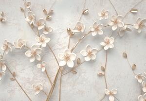 Fototapeta - Květy se zlatými stonky (245x170 cm)