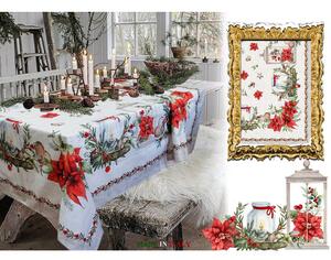 Vánoční bavlněný ubrus Vánoční růže digitálni potlač 140x180 cm Made in Italy