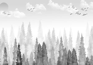 Fototapeta - Akvarelový les (245x170 cm)