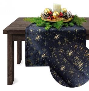 Sváteční běhoun na stůl černý Hvězdy