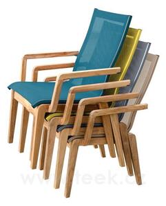 Karasek Stohovatelné jídelní křeslo Riva, Karasek, 62x65x94 cm, rám teak, lakovaný hliník barva dle vzorníku, výplet Karatex barva dle vzorníku