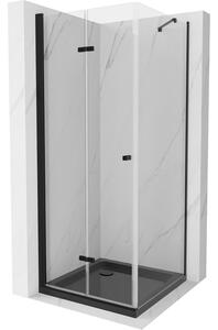 Mexen Lima skládací sprchový kout 90 x 90 cm, Průhledné, Černá + sprchová vanička Flat, Černá