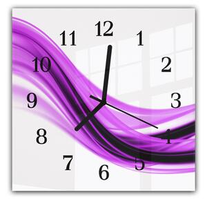 Nástěnné hodiny 30x30cm abstraktní temně fialová vlna - plexi