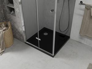 Mexen Lima skládací sprchový kout 80 x 80 cm, Grafitově černá, Chromovaná + sprchová vanička Flat, Č