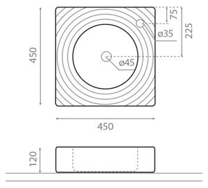 Bathco 0081 - Umyvadlo na desku GOTA 45x45 cm porcelán/bílá