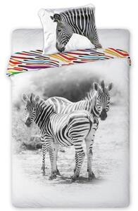 DĚTSKÉ BAVLNĚNÉ POVLEČENÍ ZEBRA 160X200 CM, 1KS 70X80 CM VZOROVANÉ