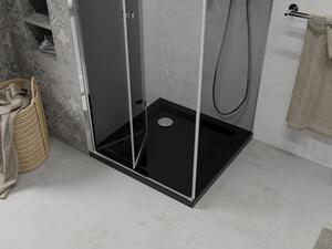 Mexen Lima skládací sprchový kout 90 x 90 cm, Grafitově černá, Chromovaná + sprchová vanička Flat, Č