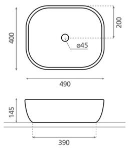 Bathco 4072 - Umyvadlo na desku OLEA 49x40 cm porcelán/bílá