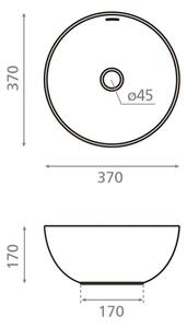 Bathco 4131 - Umyvadlo na desku BARI pr. 37 cm porcelán/bílá