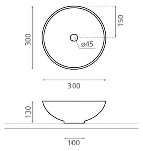 Bathco 4914 - Umyvadlo na desku DAKAR pr. 30 cm porcelán/bílá