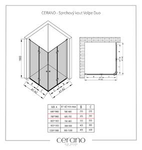 Cerano Volpe Duo, sprchový kout se skládacími dveřmi 70(dveře) x 70(dveře), 6mm čiré sklo, chromový profil, CER-CER-427357